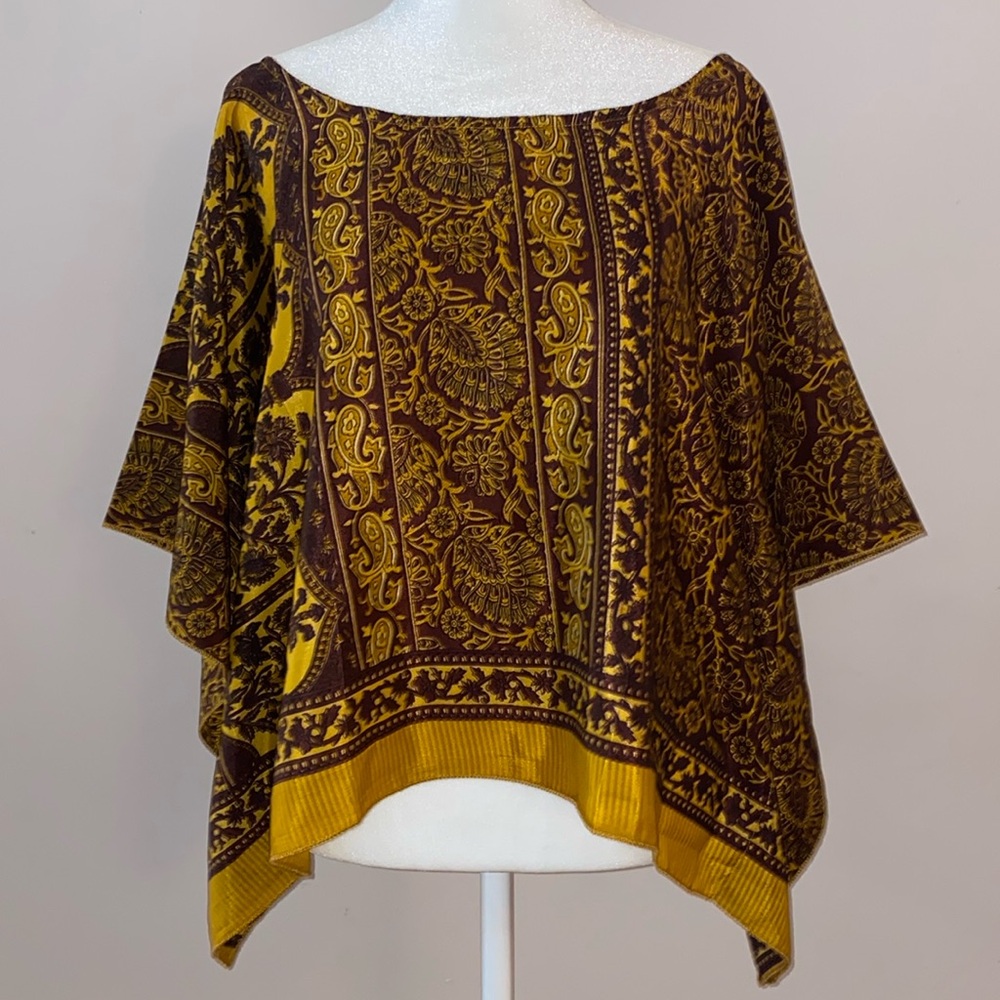 Baizaar Repurposed Sari Floral and Paisley Print Boho Blouse